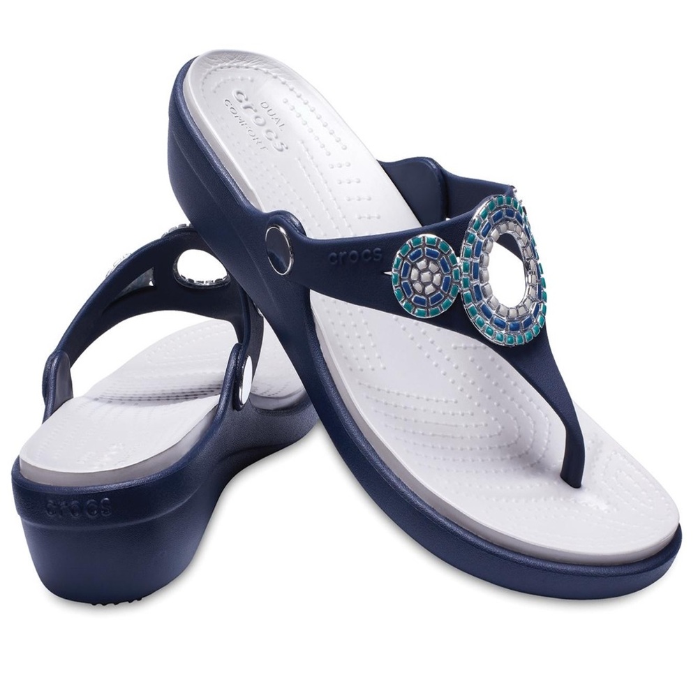 CROCS Women's Sandals with Blue Mosaic Accents